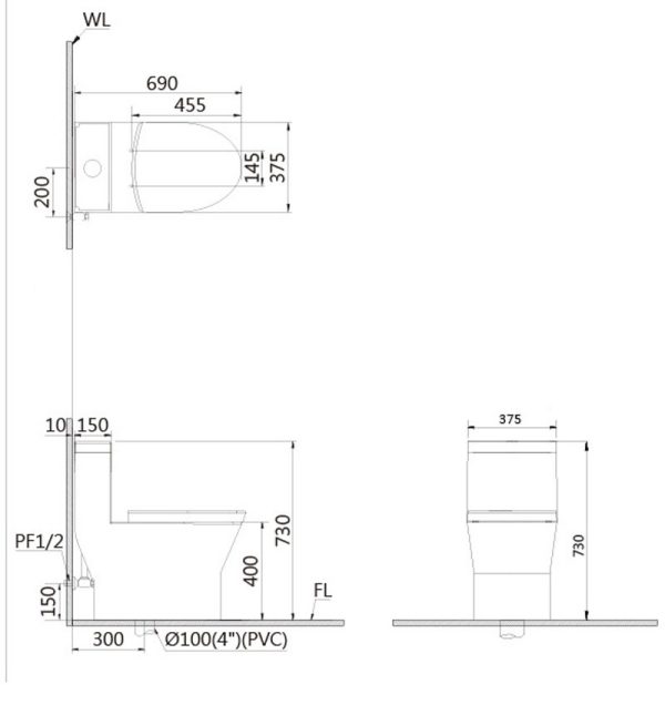 Bồn cầu 1 khối nắp điện tử Caesar C1374F/TAF710H