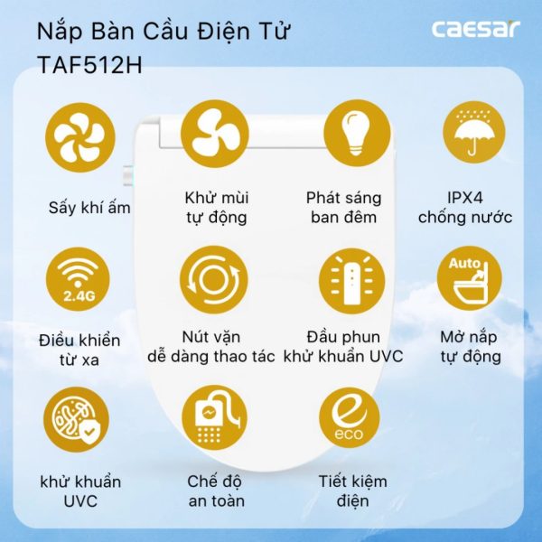 Bồn cầu 1 khối nắp điện tử Caesar C1375F/TAF512H