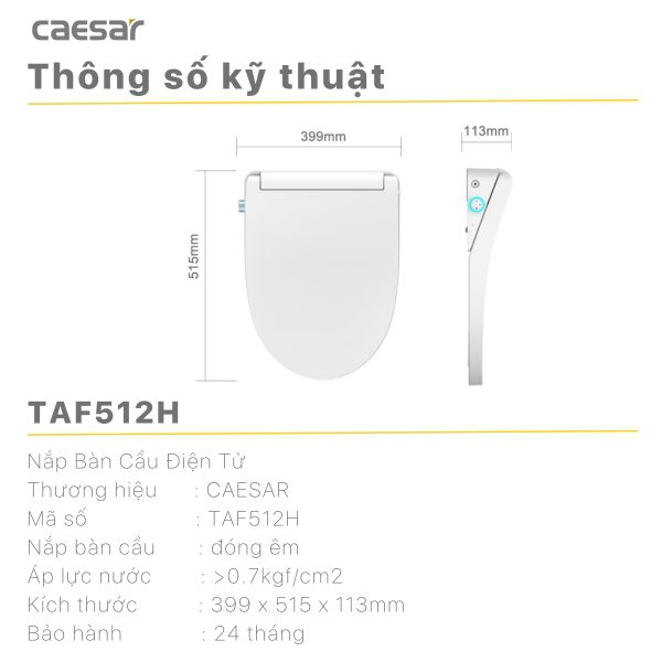 Bồn cầu 1 khối nắp điện tử Caesar C1375F/TAF512H