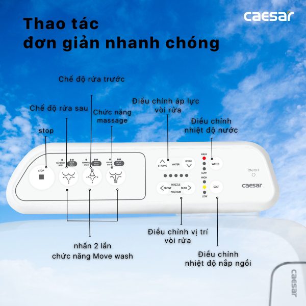 Bồn cầu 1 khối nắp điện tử Caesar C1391F/TAF400H