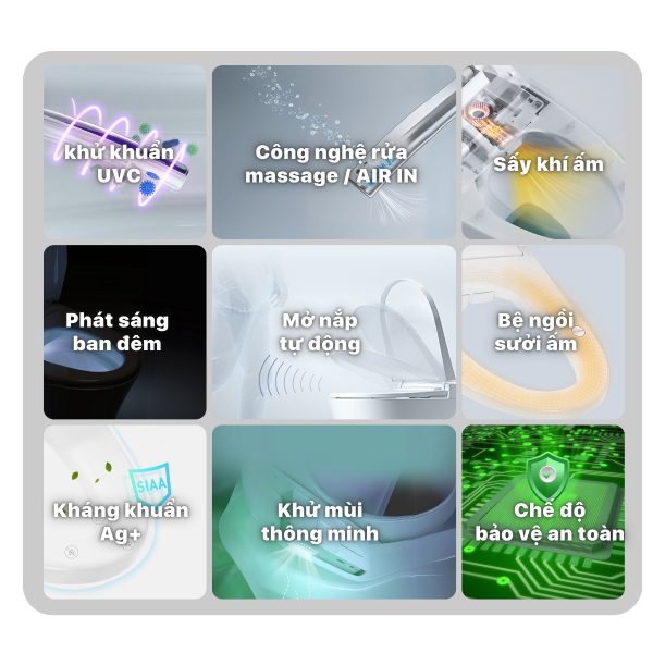 Bồn cầu 1 khối nắp điện tử Caesar C1391F/TAF512H