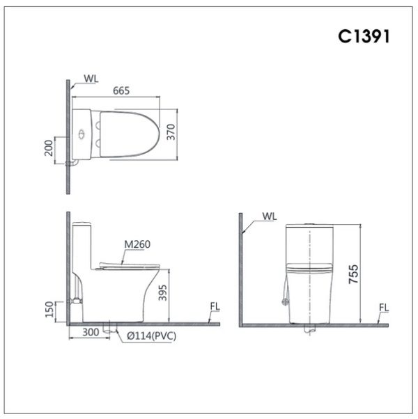 Bồn cầu 1 khối nắp điện tử Caesar C1391F/TAF710H