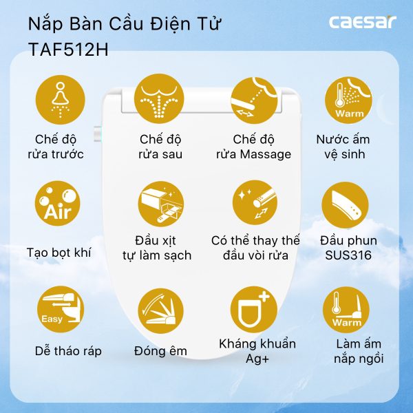 Bồn cầu 1 khối nắp điện tử Caesar C1394F/TAF512H