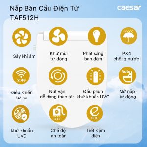 Bồn cầu 1 khối nắp điện tử Caesar C1394F/TAF512H