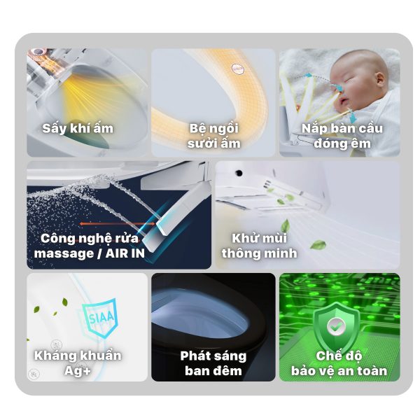 Bồn cầu 1 khối nắp điện tử Caesar C1394F/TAF710H