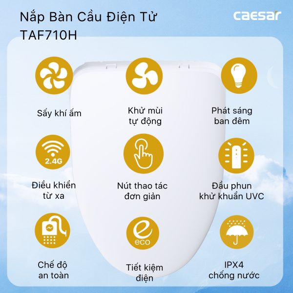 Bồn cầu 1 khối nắp điện tử Caesar C1395F/TAF710H