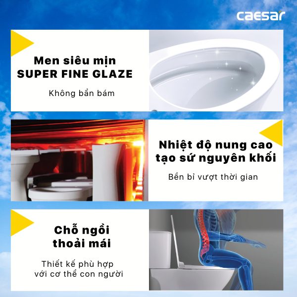 Bồn cầu 2 khối nắp cơ Caesar CD1320/TAF060