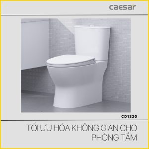 Bồn cầu 2 khối nắp điện tử Caesar CD1320/TAF610H