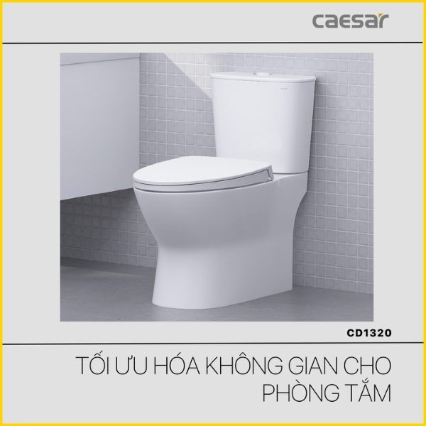 Bồn cầu 2 khối nắp điện tử Caesar CD1320/TAF610H