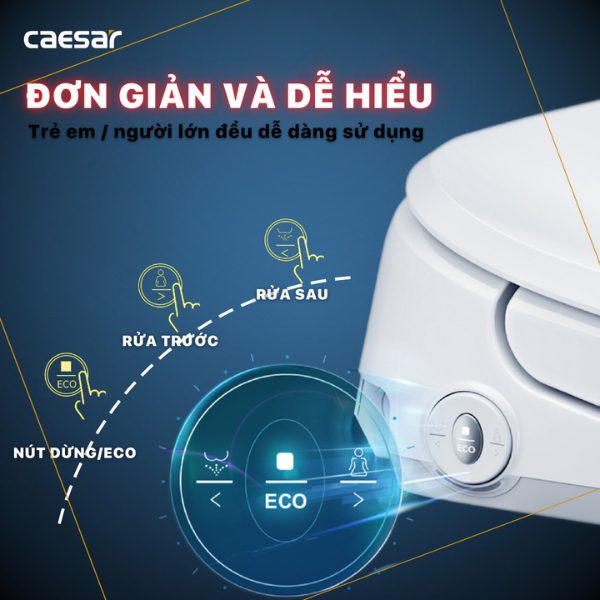 Bồn cầu 2 khối nắp điện tử Caesar CD1320/TAF710H