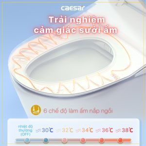 Bồn cầu 2 khối nắp điện tử Caesar CD1320/TAF710H