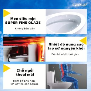 Bồn cầu 2 khối nắp điện tử Caesar CD1340/TAF512H