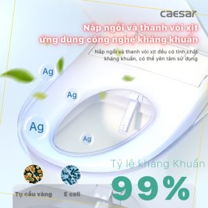 Bồn cầu 2 khối nắp điện tử Caesar CD1340/TAF710H