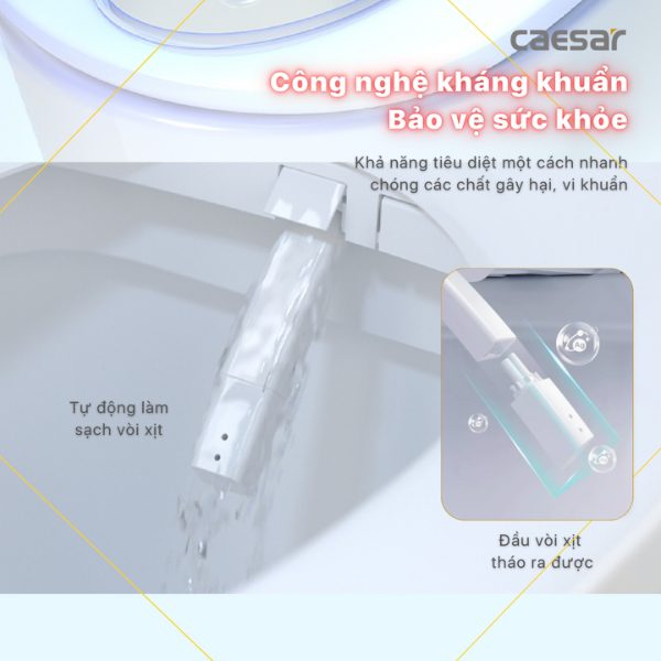 Bồn cầu 2 khối nắp điện tử Caesar CD1340/TAF710H