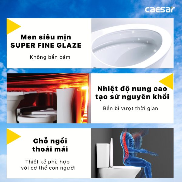 Bồn cầu 2 khối Caesar nắp cơ CD1341/TAF060