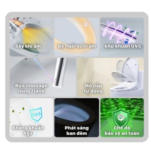 Bồn cầu 2 khối nắp điện tử Caesar CD1341/TAF610H