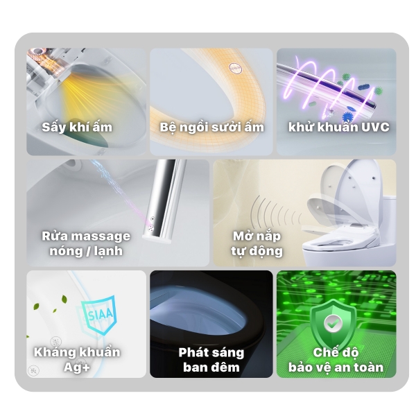 Bồn cầu 2 khối nắp điện tử Caesar CD1341/TAF610H