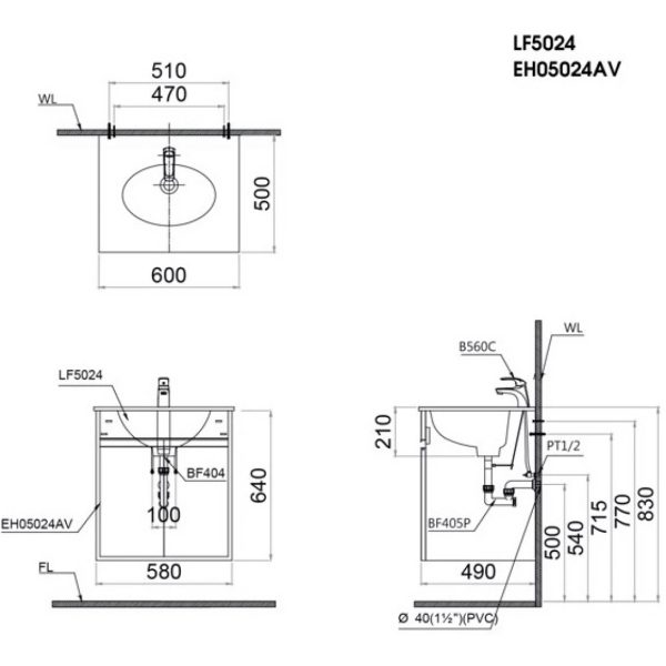 Tủ lavabo Caesar EH05024AV