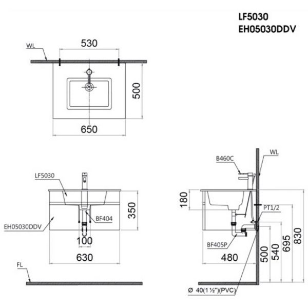 Tủ lavabo Caesar EH05030DDV