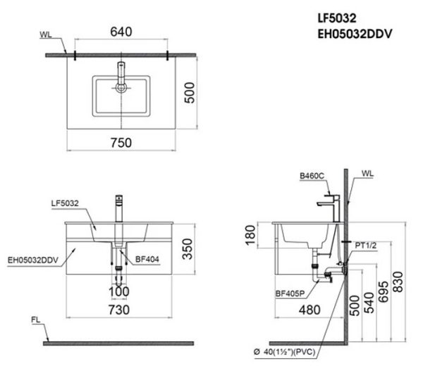 Tủ lavabo Caesar EH05032DDV