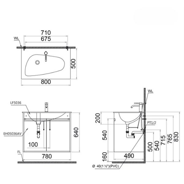 Tủ lavabo Caesar cabinet EH05036AV