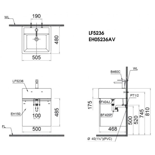 Tủ lavabo Caesar EH05236AV
