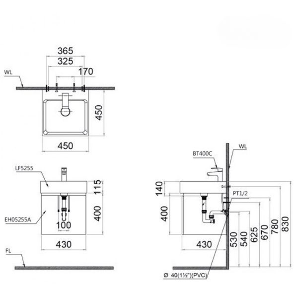 Tủ lavabo Caesar EH05255AV