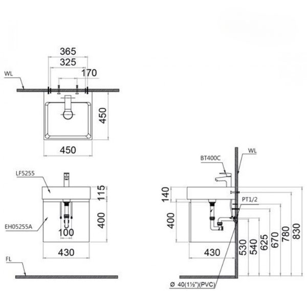Tủ lavabo Caesar EH05255AWV