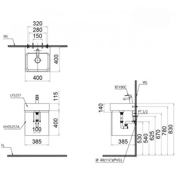 Tủ lavabo Caesar EH05257AWV