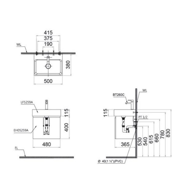 Tủ lavabo Caesar EH05259AW7V