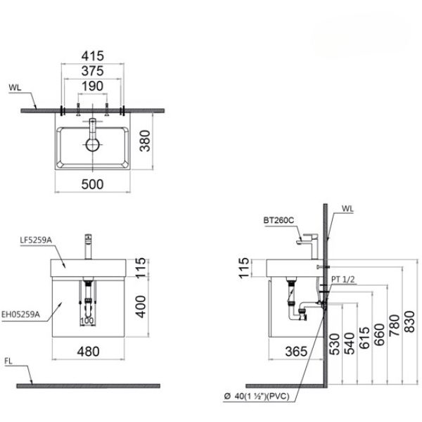 Tủ lavabo Caesar EH05259AWV