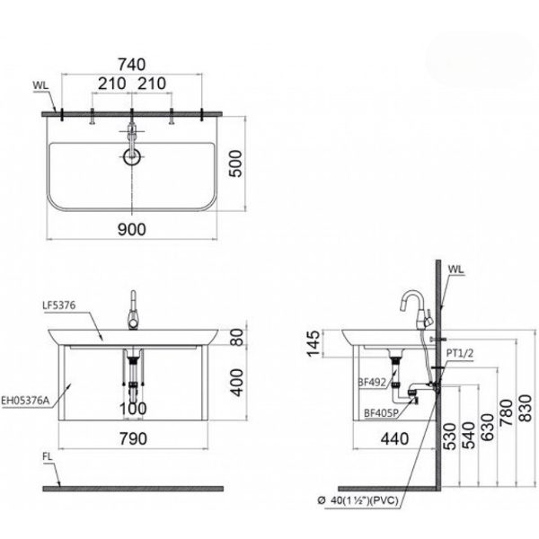 Tủ lavabo Caesar cabinet EH05376AV