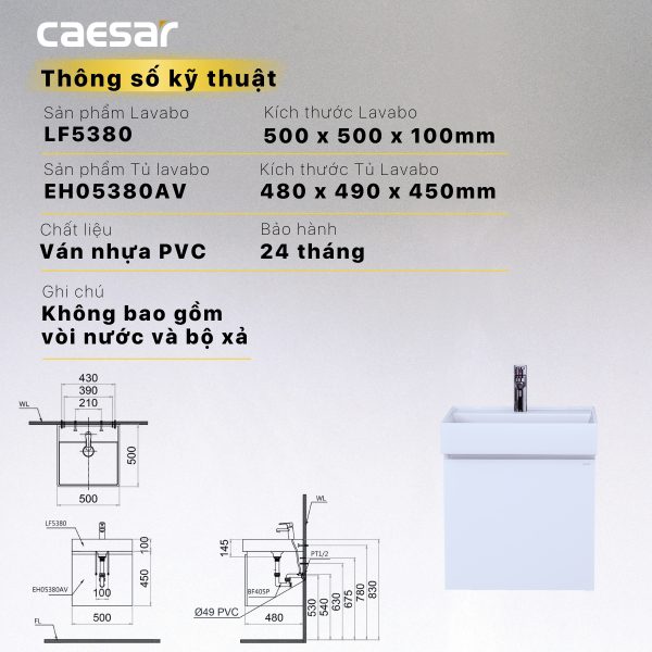 Tủ lavabo Caesar EH05380AV