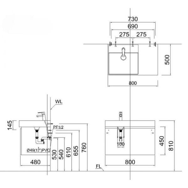 Tủ lavabo Caesar EH05382DWV