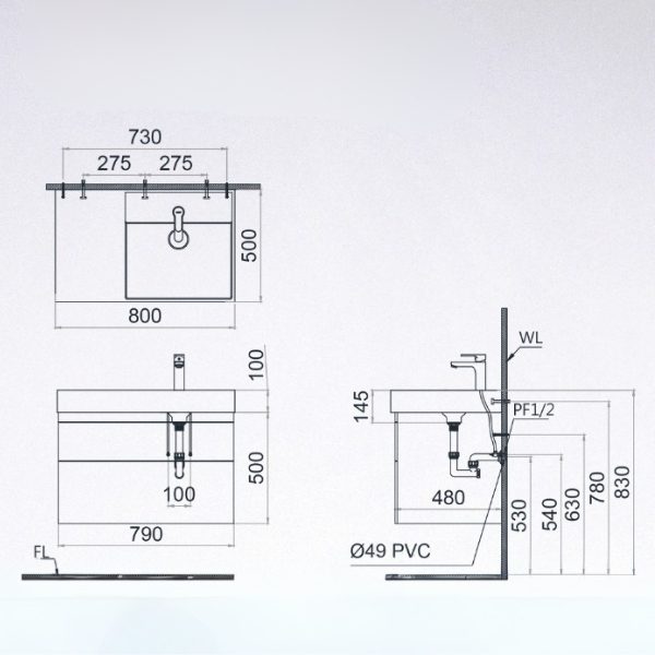 Tủ lavabo Caesar EH05384DWV
