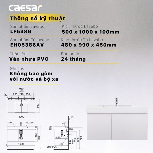 Tủ lavabo Caesar EH05386AV