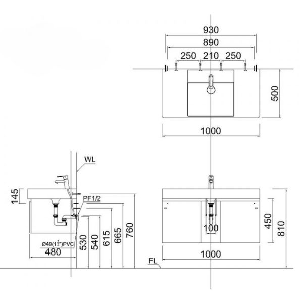 Tủ lavabo Caesar EH05386DWV