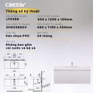 Tủ lavabo Caesar EH05388AV