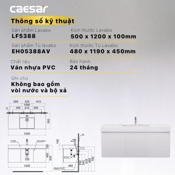 Tủ lavabo Caesar EH05388AV