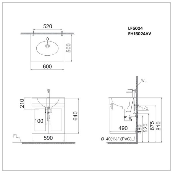 Tủ lavabo Caesar cabinet EH15024AW7V