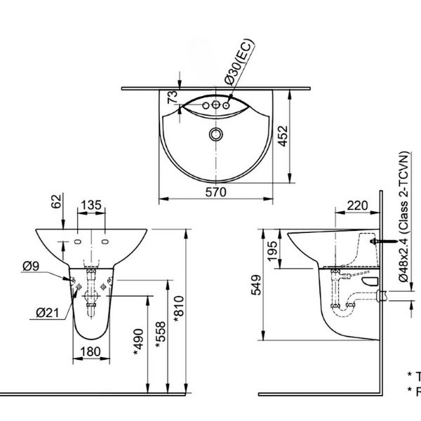 Chậu lavabo Inax L-288VEC treo tường