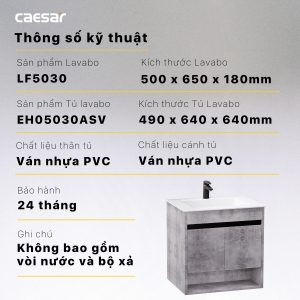 Thông số kỹ thuật Bộ tủ lavabo Caesar LF5030/EH05030ASV