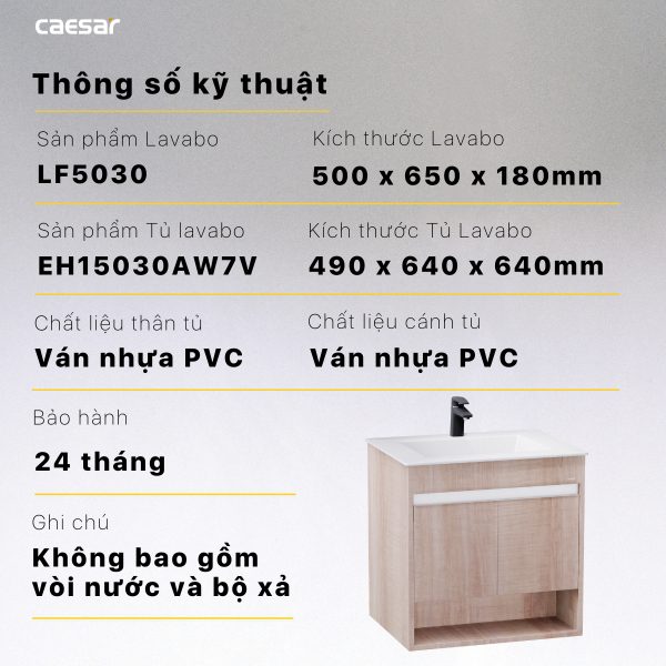 Bộ tủ lavabo Caesar LF5030/EH15030AW7V