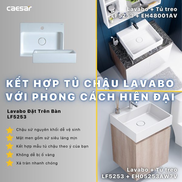 Bộ tủ lavabo Caesar LF5253/EH05253AW7V
