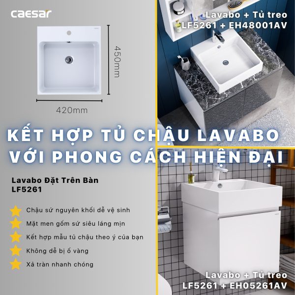 Bộ tủ lavabo Caesar LF5261+EH05261AV