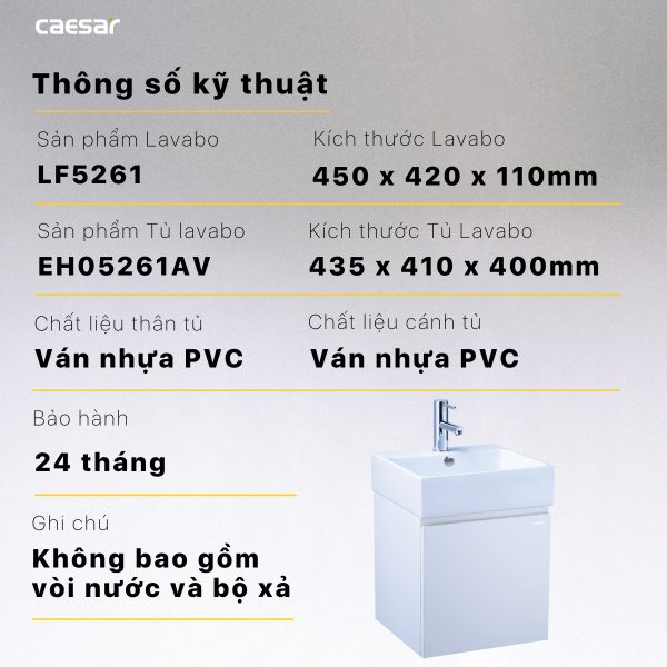 Bộ tủ lavabo Caesar LF5261+EH05261AV