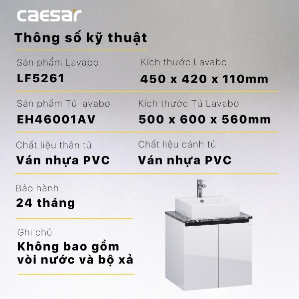 Bộ tủ lavabo Caesar LF5261/EH46001AV