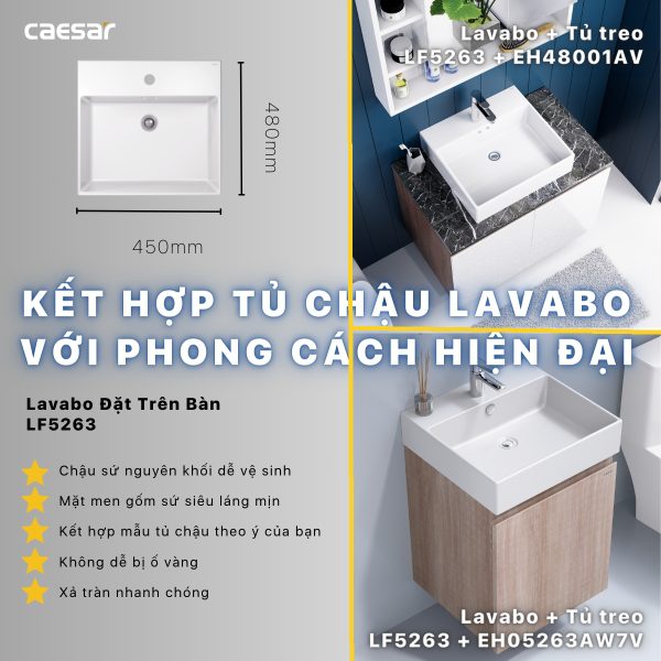 Bộ tủ lavabo Caesar LF5263/EH05263AW7V