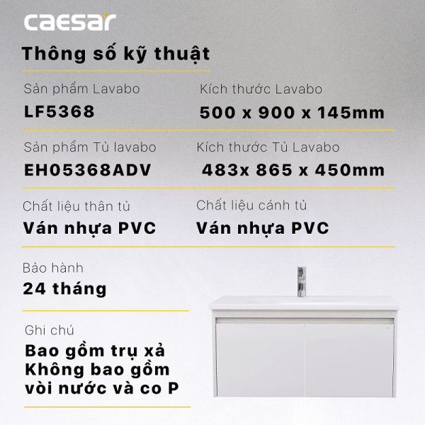 Bộ tủ lavabo Caesar LF5368/EH05368ADV