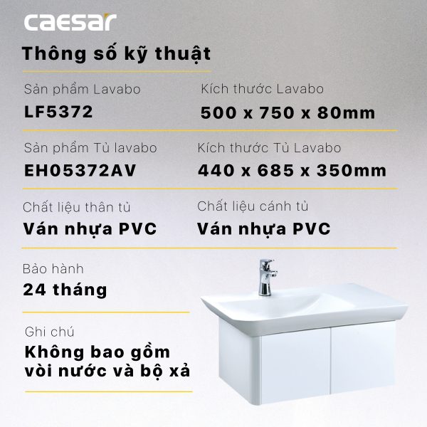 Bộ tủ lavabo Caesar LF5372/EH05372AV